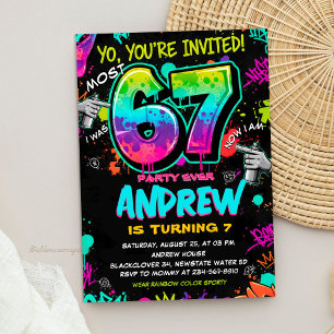Street Art Graffiti 6 to 7 Birthday Invitation