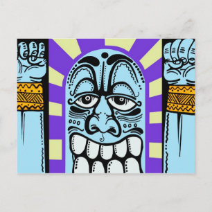 street art graffiti blue funny character happy postcard