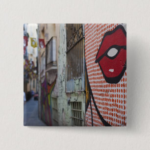 Street art on Calle de la Libertad street 15 Cm Square Badge