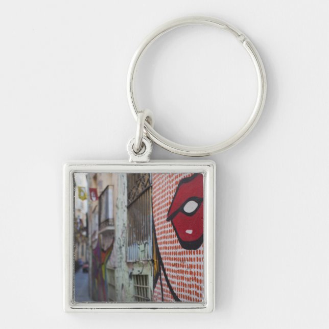 Street art on Calle de la Libertad street Key Ring (Front)