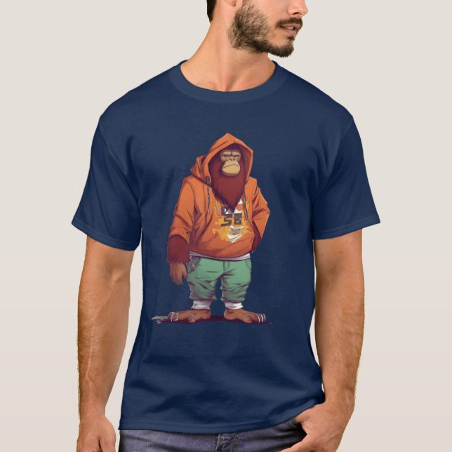 Street Art Orangutan Urban Rap Street Monkey girl T-Shirt (Front)
