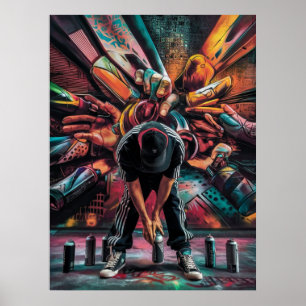 Street Artist with Spray Cans Poster