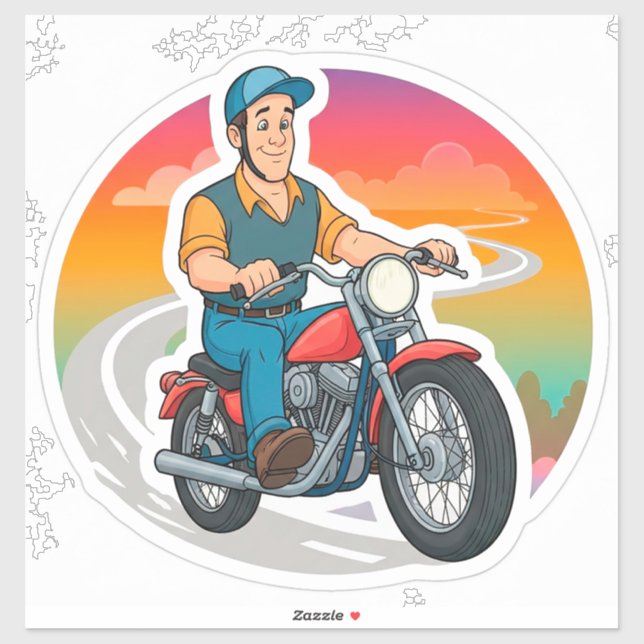 🏍️ Street Cartoon Rider Motorcycle Motion Art (Sheet)