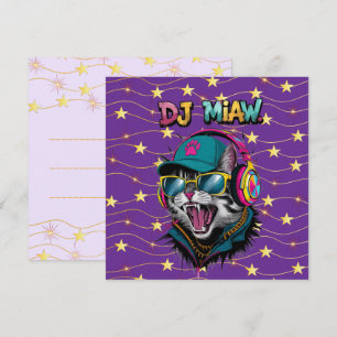 Street Cat DJ Attitude – Bold Streetwear Art Invitation