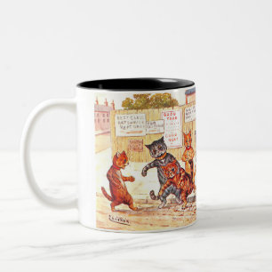 Street Cats by Louis Wain Two-Tone Coffee Mug