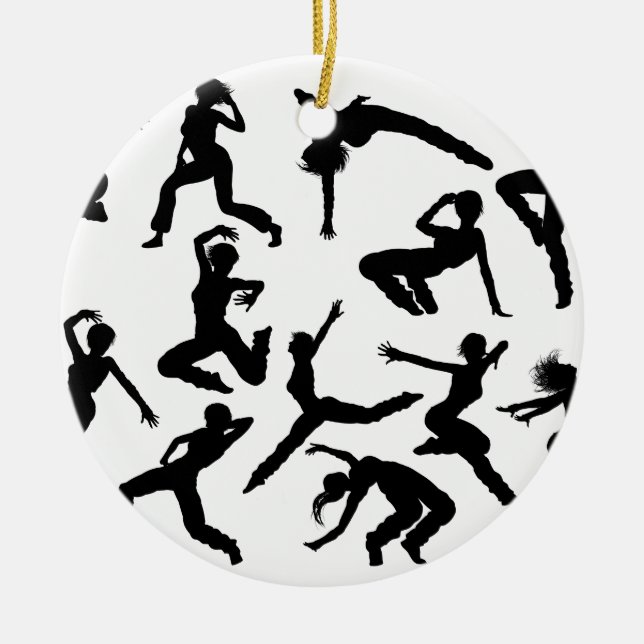Street Dance Dancer Silhouettes Ceramic Ornament (Front)