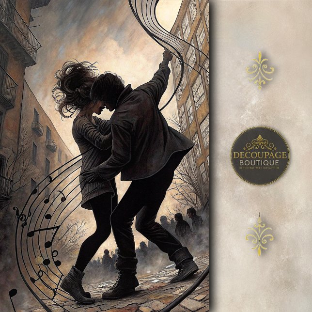 Street Dancers with Swirling Music Decoupage Tissue Paper (Street Dancers with Swirling Music Decoupage Tissue Paper)