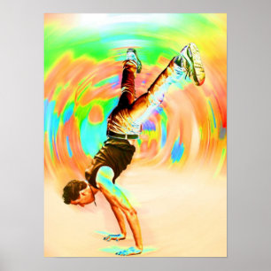 Street Dancing, Green/Yellows/Oranges, No-Sil't Poster