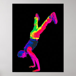 Street Dancing - Multi-Colour, Black Back Poster