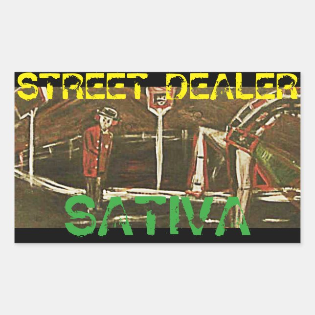 STREET DEALER SATIVA RECTANGULAR STICKER (Front)