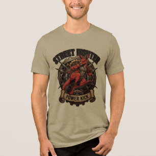 Street Fighter Power Kick Red Kangaroo Tri-Blend Shirt