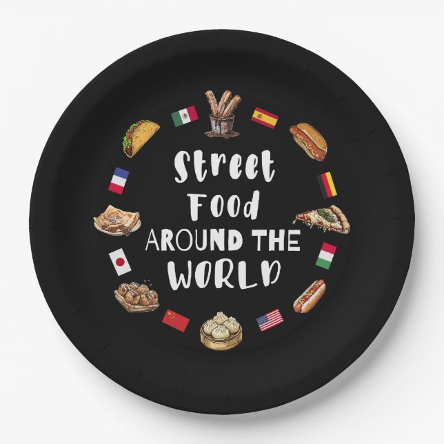 Street food around the world paper plate (Front)