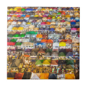 Street Food Market Rod Fai Bangkok Thailand Ceramic Tile