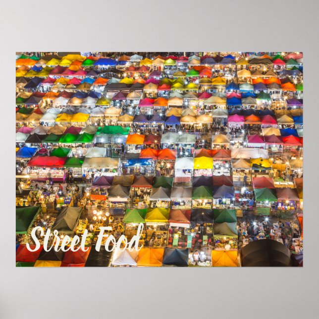 Street Food Market Rod Fai Bangkok Thailand Poster (Front)