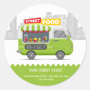 Street food truck classic round sticker