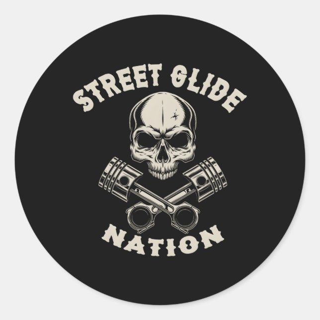 Street Glide Nation Biker Motorcycle Motocycles Classic Round Sticker (Front)