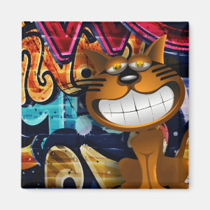 Street Graffiti Cat Magnet