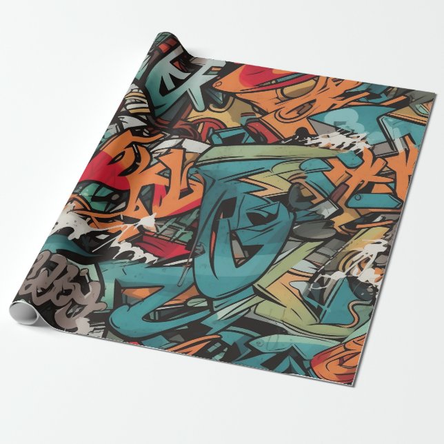Street graffiti pattern wrapping paper (Unrolled)