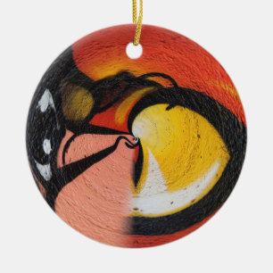 Street Graffiti Red Yellow Black Colourful Ceramic Ornament