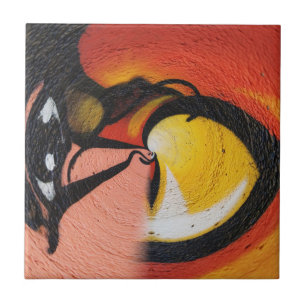 Street Graffiti Red Yellow Black Colourful Ceramic Tile
