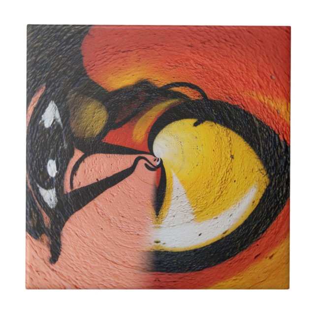 Street Graffiti Red Yellow Black Colourful Ceramic Tile (Front)