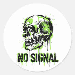 Street Graffiti Skull No Signal Graphic Hoodie Classic Round Sticker