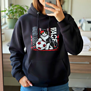 Street Hero Soccer Cat Gift - Funny Cat Lover Foot Hoodie