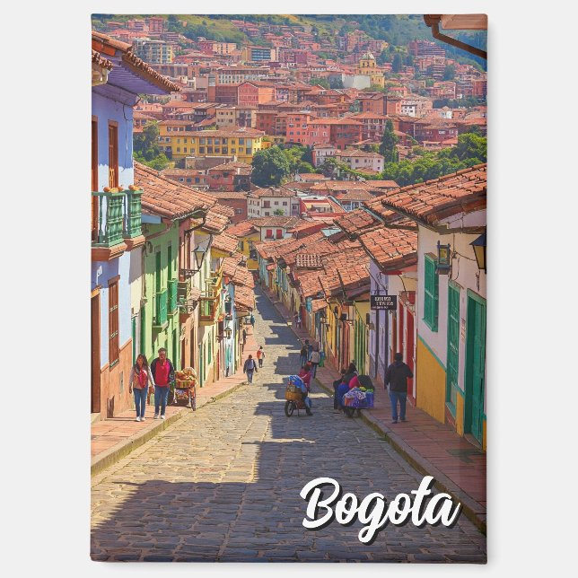 Street in Bogota Colombia La Candelaria Bogotá Magnet (Front)