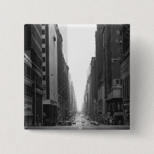 Street in NY city B&W 15 Cm Square Badge