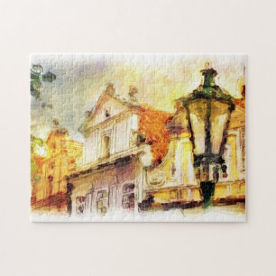 Street in old part of prague jigsaw puzzle