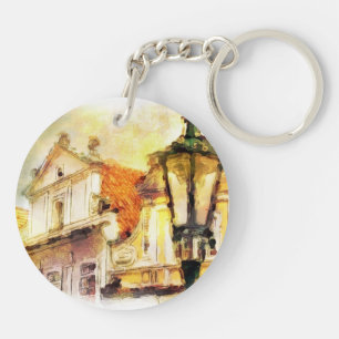 Street in old part of prague key ring