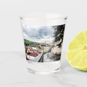 Street in Prague downtown Shot Glass
