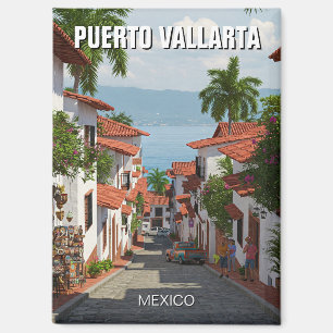 Street in Puerto Vallarta Mexico Travel Magnet