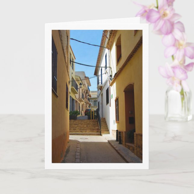 Street in Riba-roja de Túria, Spanish Town Card (Orchid)