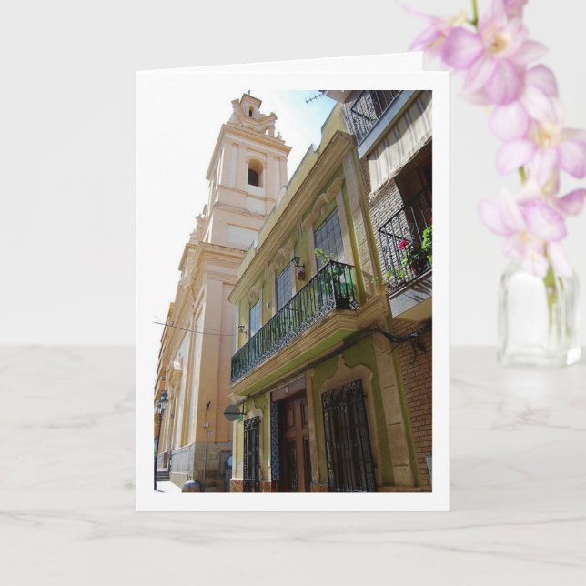Street in Riba-roja de Túria, Spanish Town Card (Orchid)