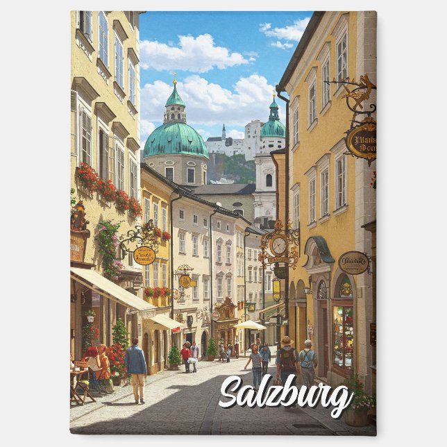 Street in Salzburg Austria Travel Magnet (Front)