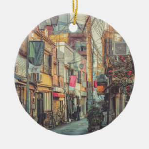 Street in Tokyo Japan Ceramic Ornament