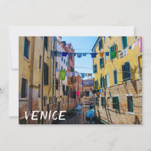 Street in Venice with laundry washed clothes Italy
