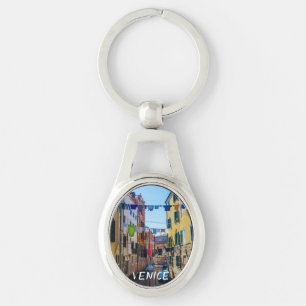 Street in Venice with laundry washed clothes Italy Key Ring