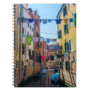 Street in Venice with laundry washed clothes Italy Notebook