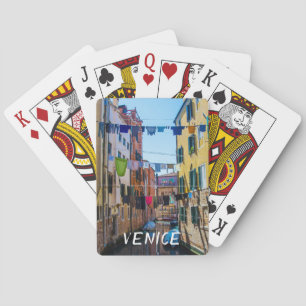Street in Venice with laundry washed clothes Italy Playing Cards