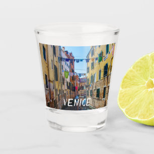 Street in Venice with laundry washed clothes Italy Shot Glass