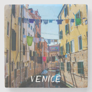 Street in Venice with laundry washed clothes Italy Stone Coaster
