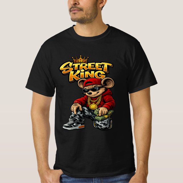 Street King Urban Cartoon Graphic T-Shirt for Men (Front)