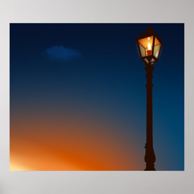 Street lamp at dawn lamp poster (Front)