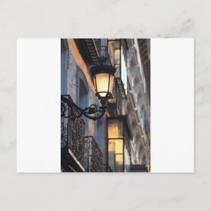 Street lamp in old town Madrid Postcard