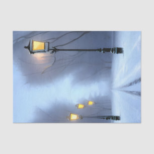 Street Lamps Glowing In Winter Wonderland Tissue Paper