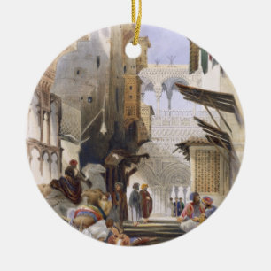 Street Leading to El Azhar, Grand Cairo, pub. 1846 Ceramic Tree Decoration
