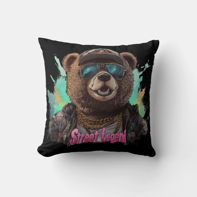 Street Legend Bear - Cool Graphic Design Cushion (Front)