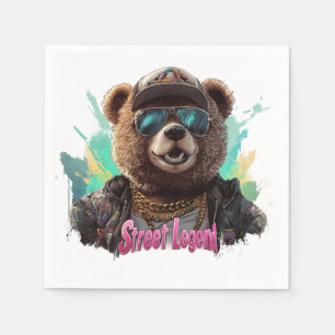 Street Legend Bear - Cool Graphic Design Napkin